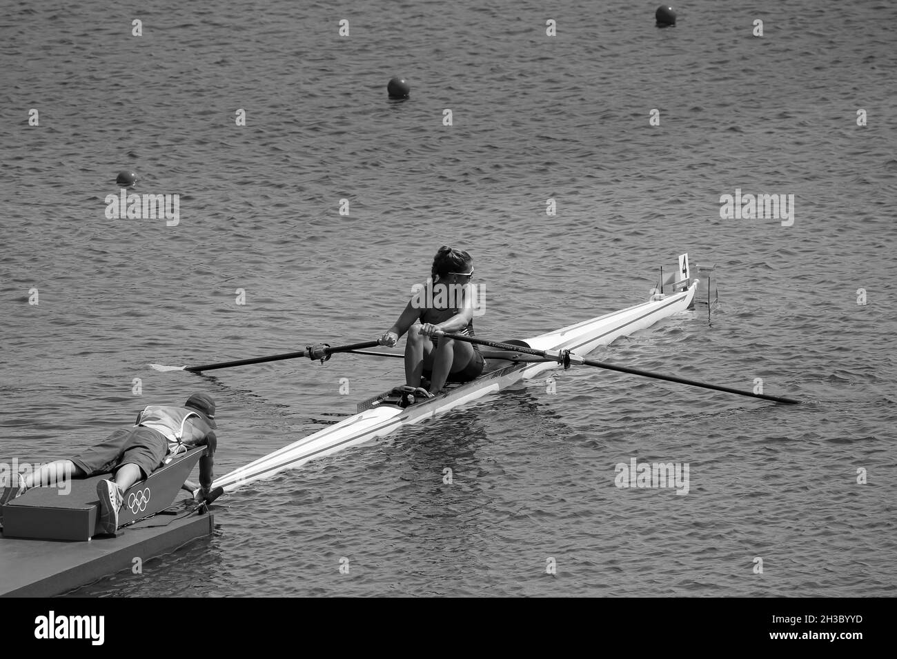 23 JUILLET 2021 - TOKYO, JAPON: Alejandra ALONSO, du Paraguay, en action pendant la chaleur 1 des Sculpts uniques des femmes d'aviron aux Jeux Olympiques de Tokyo en 2020 Banque D'Images