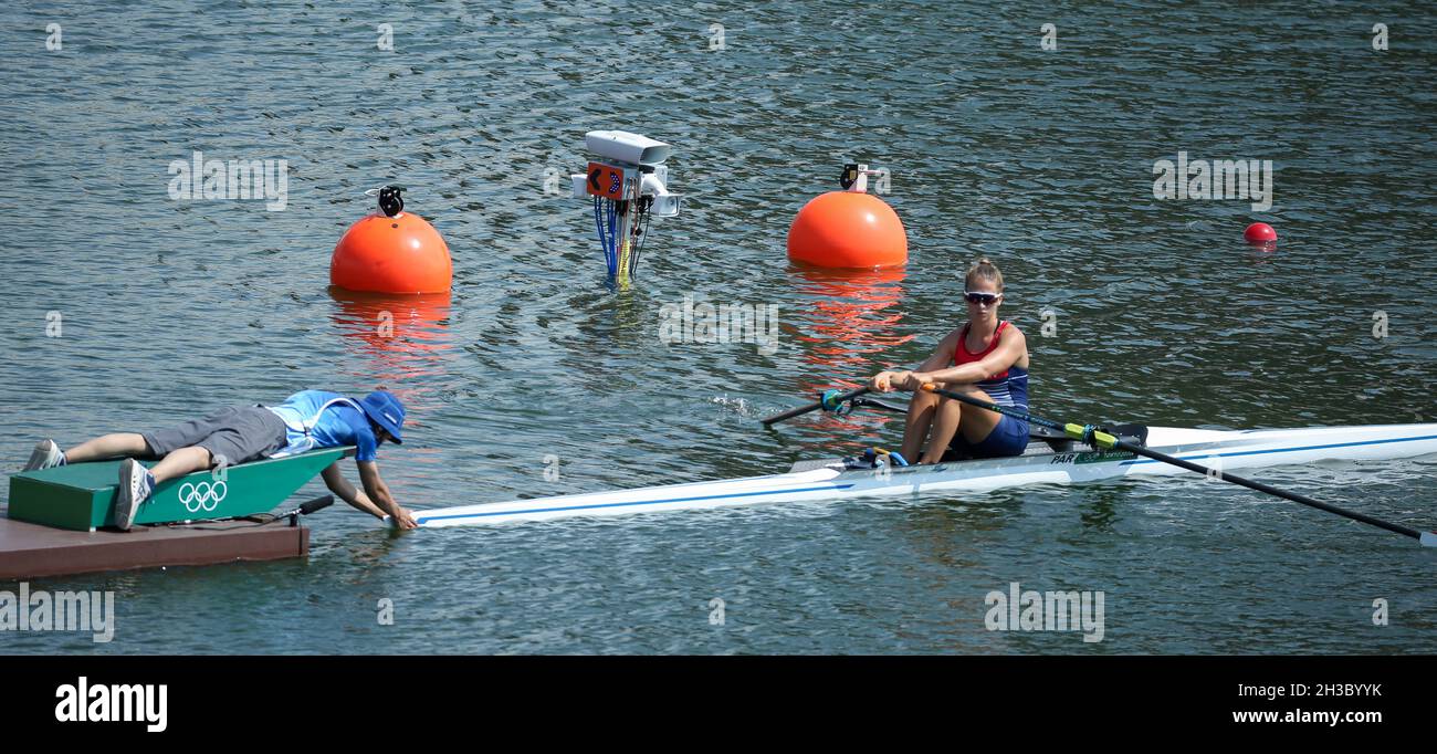 23 JUILLET 2021 - TOKYO, JAPON: Alejandra ALONSO, du Paraguay, en action pendant la chaleur 1 des Sculpts uniques des femmes d'aviron aux Jeux Olympiques de Tokyo en 2020 Banque D'Images