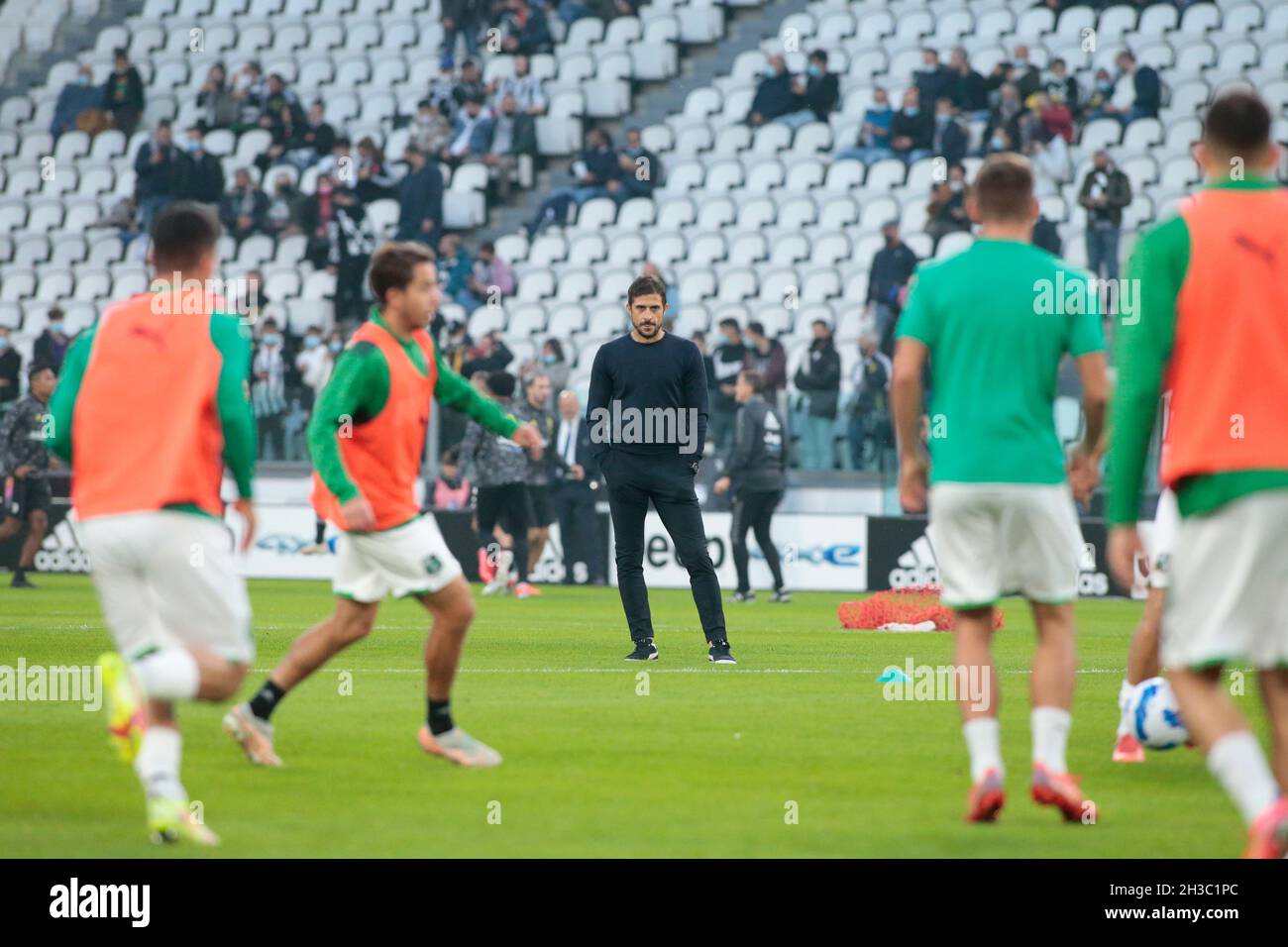 Alessio Dionisi, Directeur de US Sassuolo pendant le championnat italien série Un match de football entre Juventus FC et US Sassuolo le 27 octobre 2021 au stade Allianz de Turin, Italie - photo: Nderim Kacili/DPPI/LiveMedia Banque D'Images