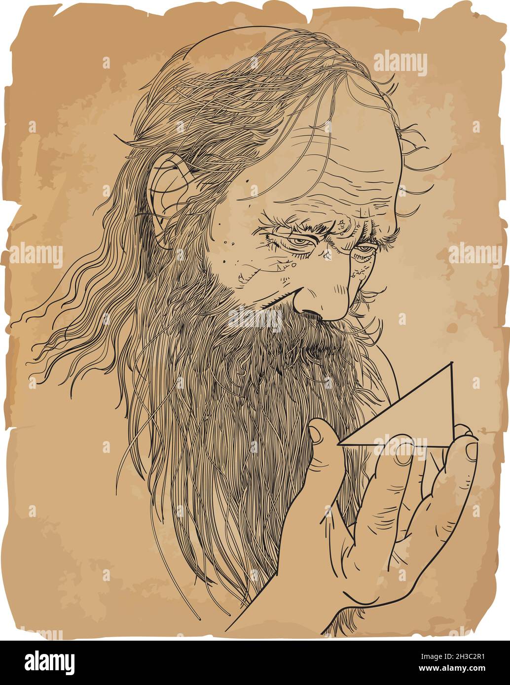 Pythagoras de Samos était un ancien philosophe grec Ionien et le fondateur éponyme du Pythagoreanisme. Illustration de Vecteur