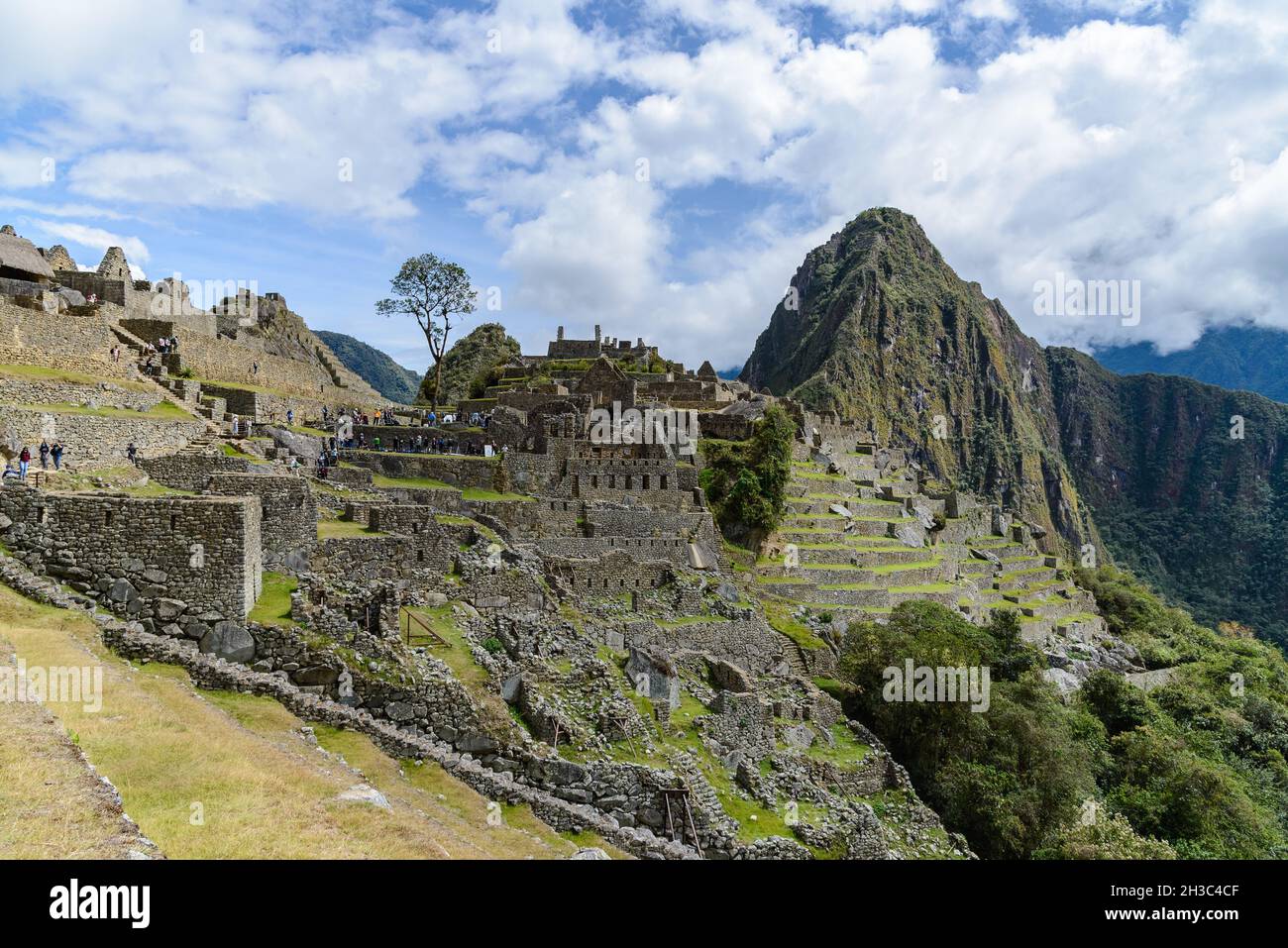 Le sommet de la montagne de Huayna Picchu à Machu Picchu, Cuzco, Pérou. Banque D'Images Le sommet de la montagne de Huayna Picchu à Machu Picchu, Cuzco, Pérou. Banque D'Images