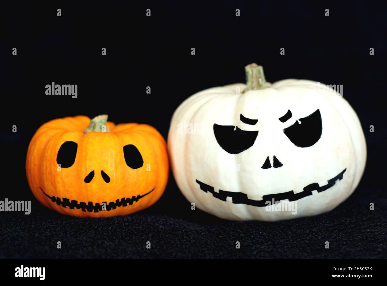 Effrayant visage de citrouille peint Halloween effrayant Banque D'Images