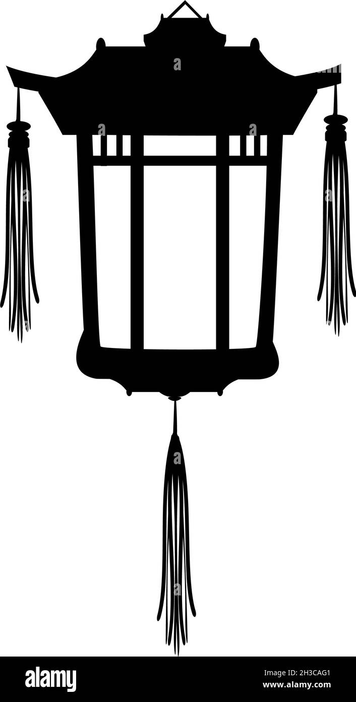 Silhouette ancienne lanterne traditionnelle chinoise. Nouvel an chinois Illustration de Vecteur