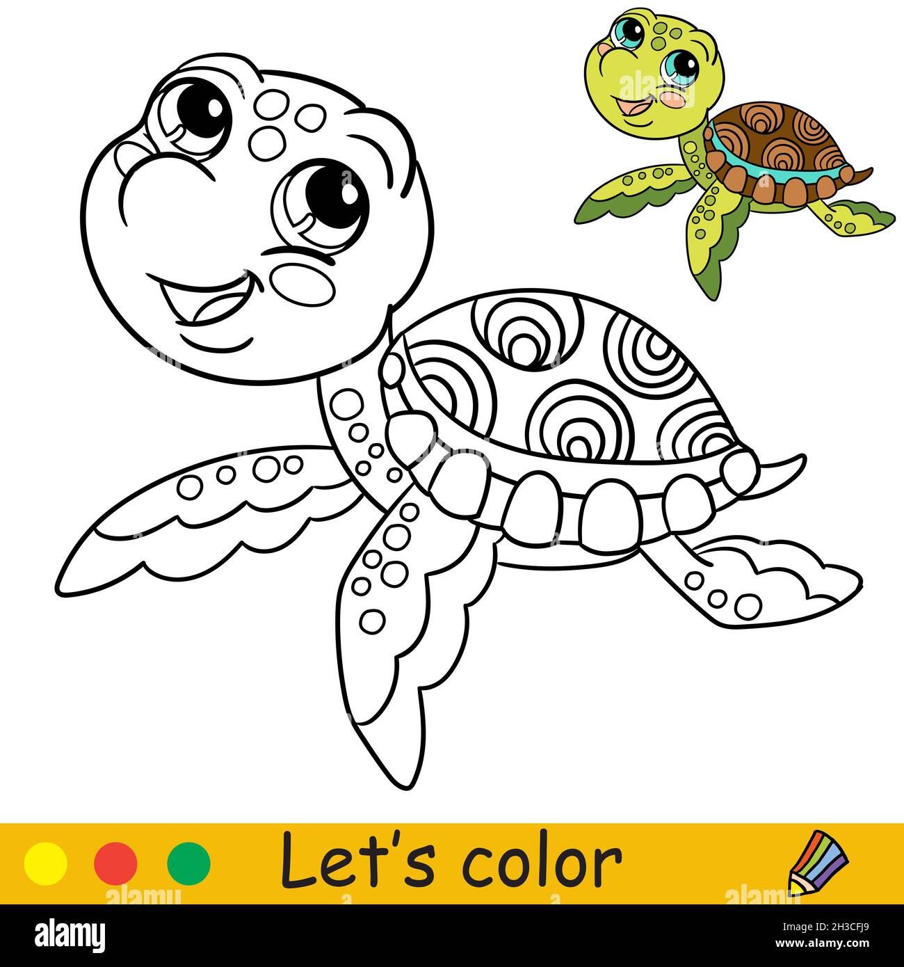 Jolie tortue d'eau amusante.Page de livre de coloriage avec modèle coloré  pour les enfants.Illustration de dessin animé vectoriel.Dessin d'esquisse à  main levée.Pour colorier, imprimer Image Vectorielle Stock - Alamy