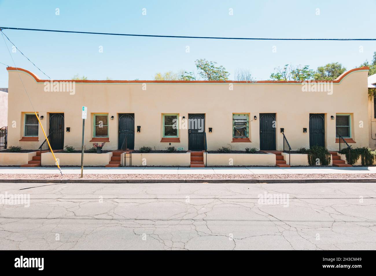 Une maison Adobe multi-unités à Barrio Viejo, Tucson, AZ Banque D'Images