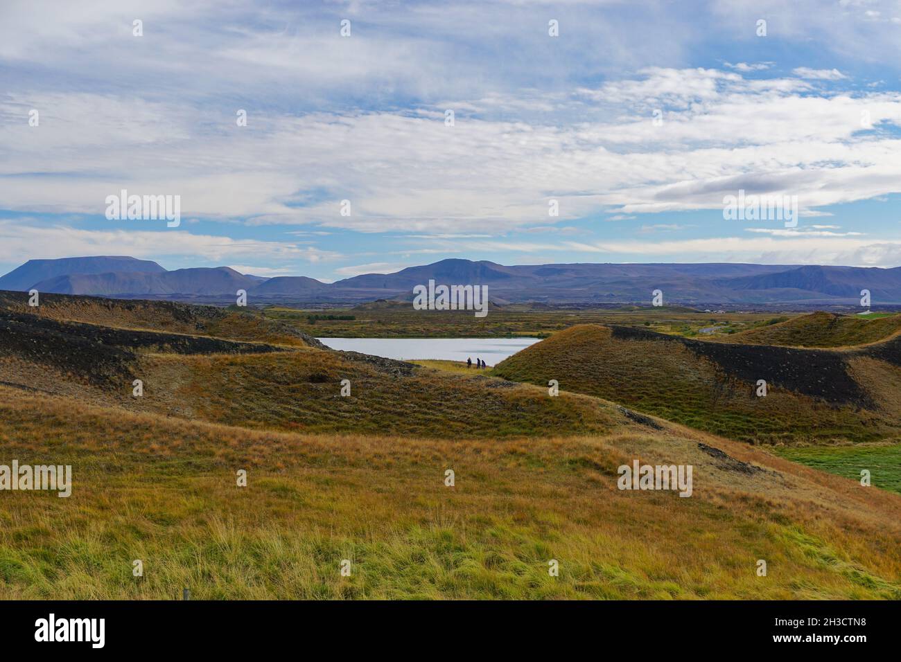 Myvatn, Islande : un lac peu profond situé dans une zone de volcanisme actif au nord de l'Islande, près du volcan Krafla. Banque D'Images