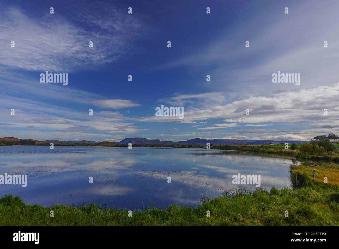 Myvatn, Islande : un lac peu profond situé dans une zone de volcanisme actif au nord de l'Islande, près du volcan Krafla. Banque D'Images