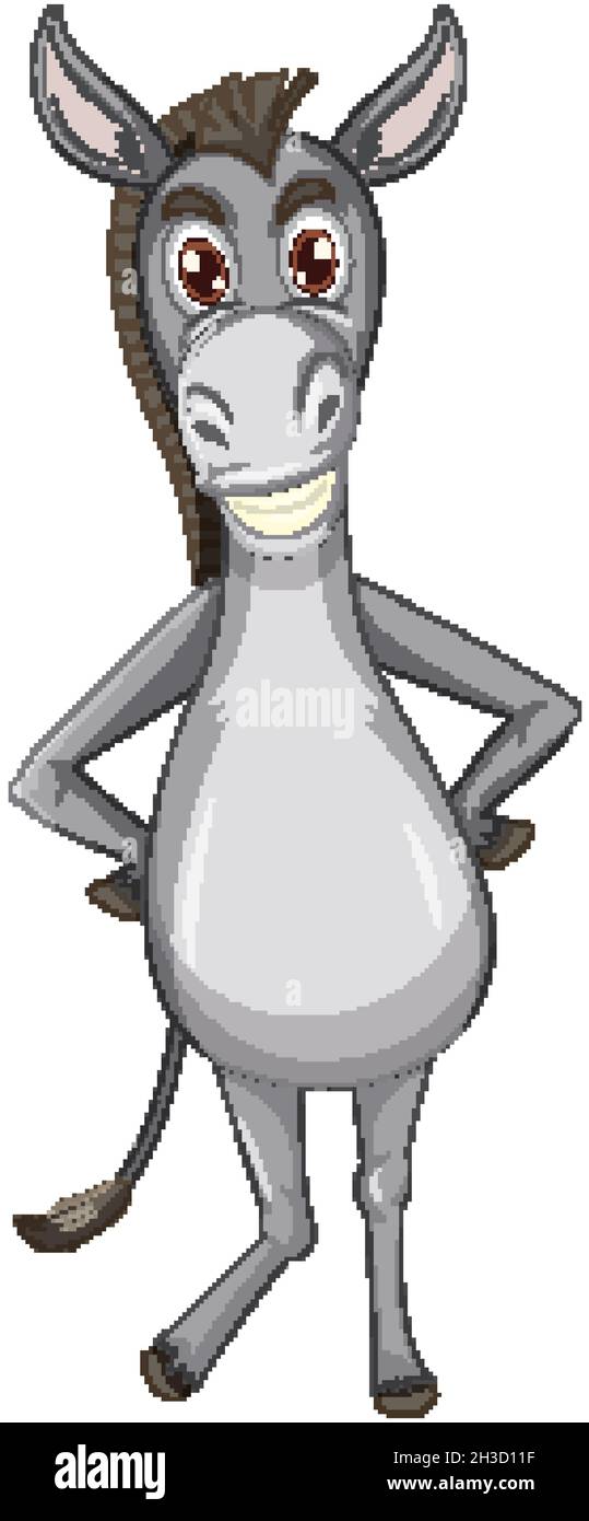 Illustration drôle de personnage de dessin animé d'animal âne Image ...
