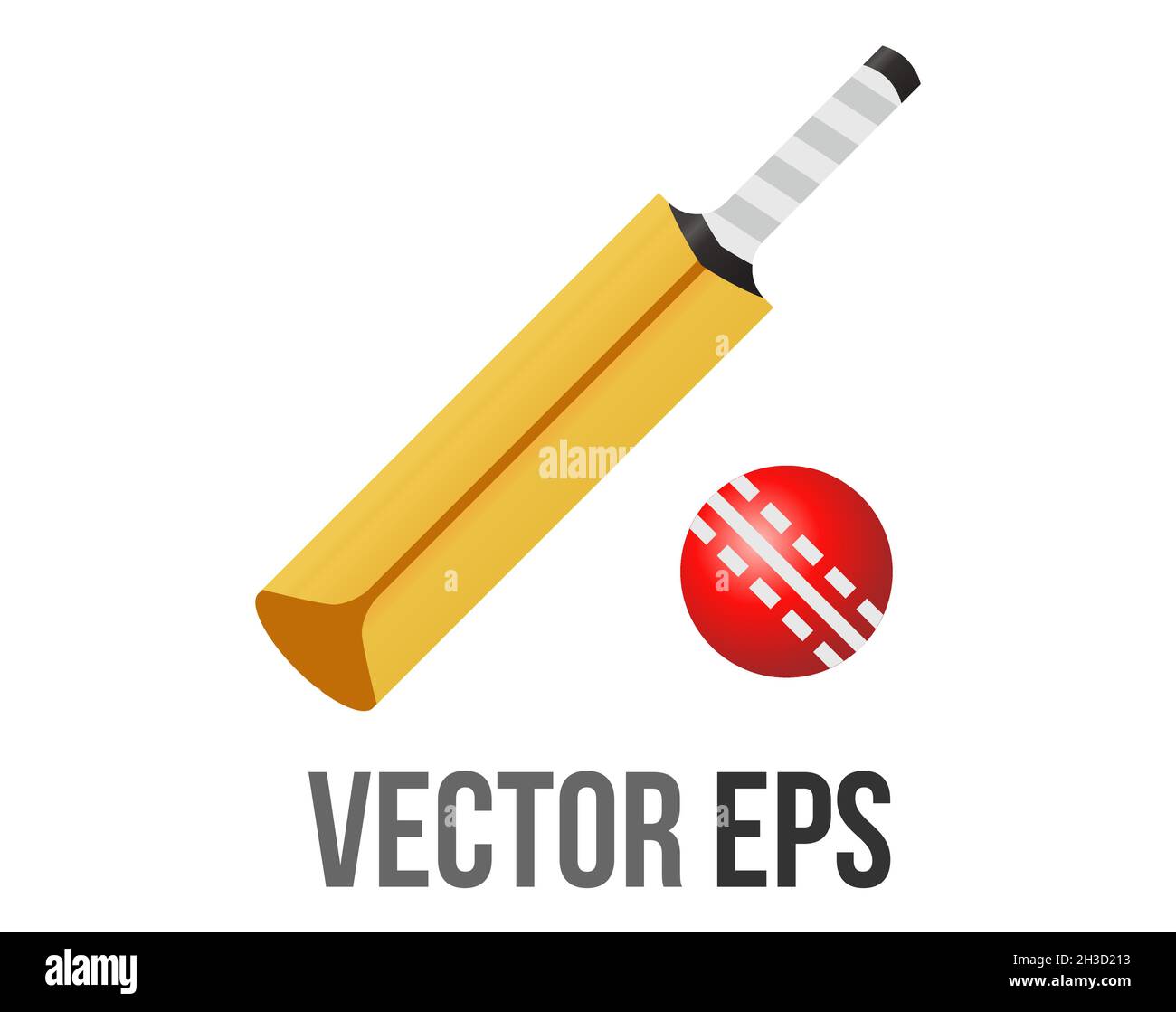 icône représentant une batte de cricket marron et une balle rouge Illustration de Vecteur