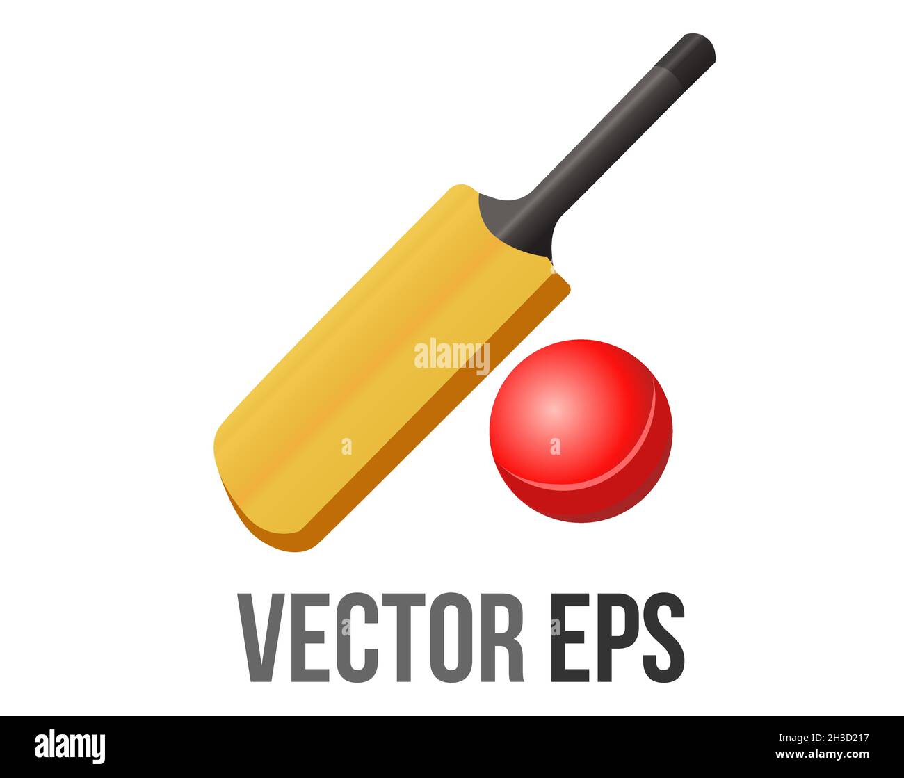 icône représentant une batte de cricket marron et une balle rouge Illustration de Vecteur