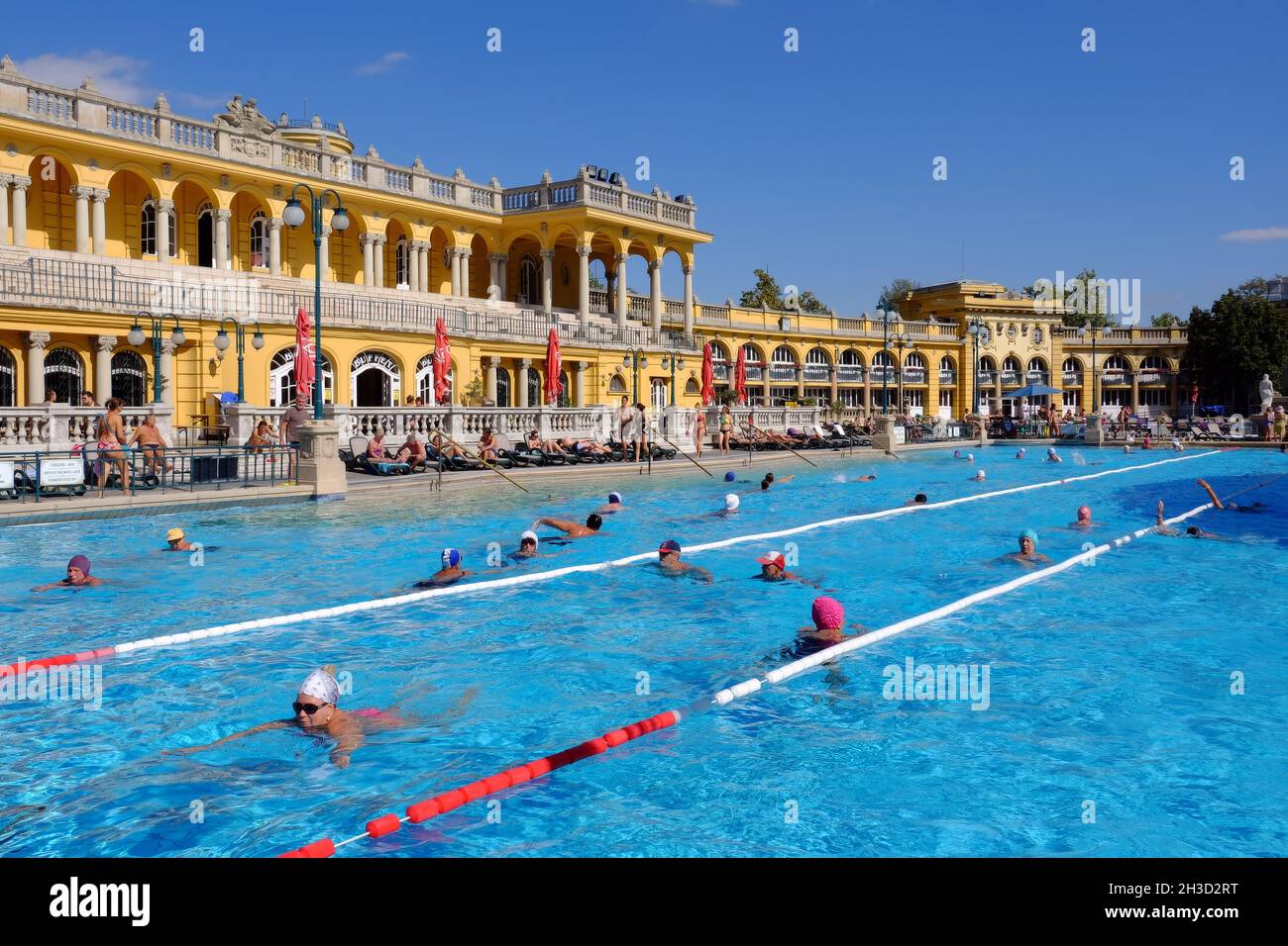 Thermes colorés de Szechenyi, Budapest, Hongrie Banque D'Images