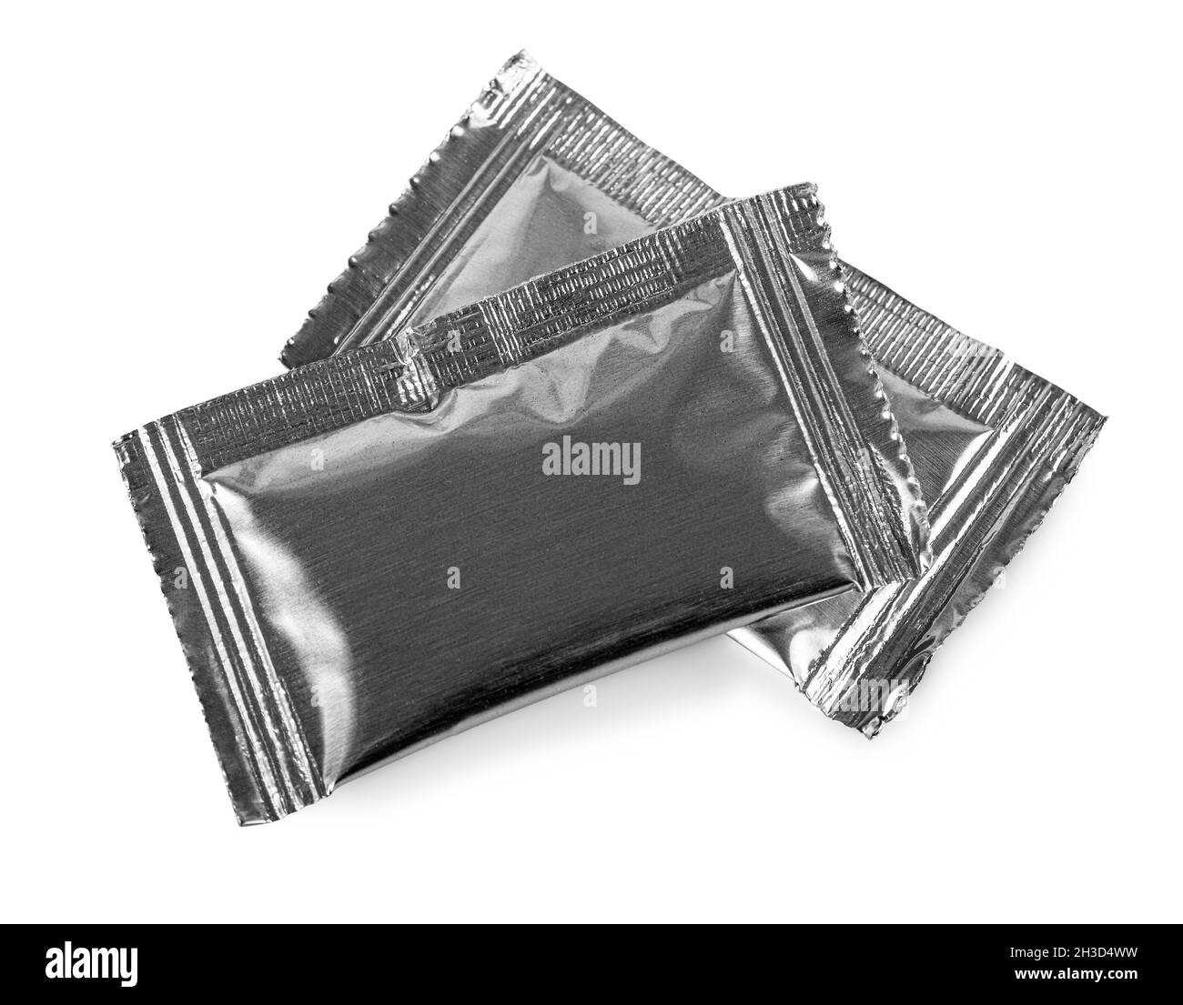 emballage de sac en aluminium isolé sur fond blanc Banque D'Images