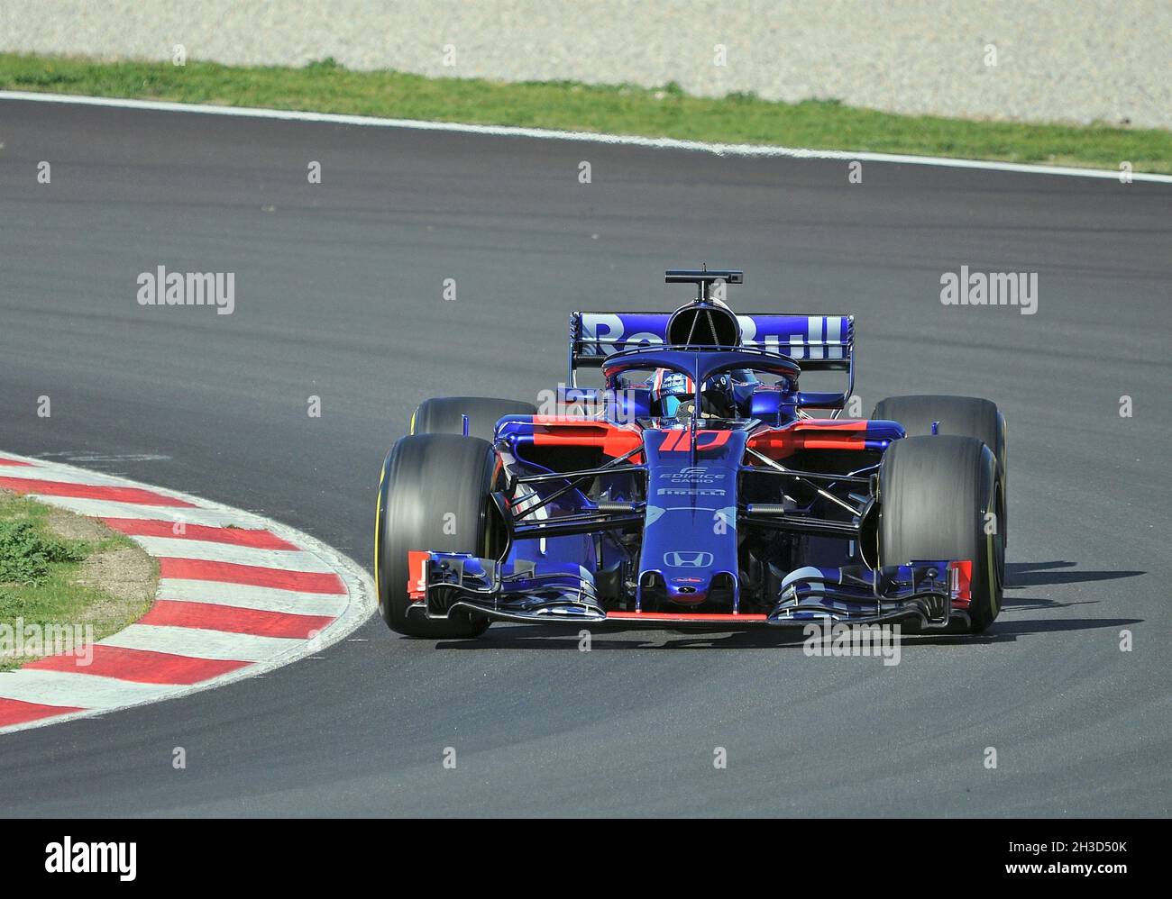 Pierre Gasly-Toro Rosso dans l'entraînement pré-saison du circuit Barcelone Catalunya, 2018, Espagne Banque D'Images