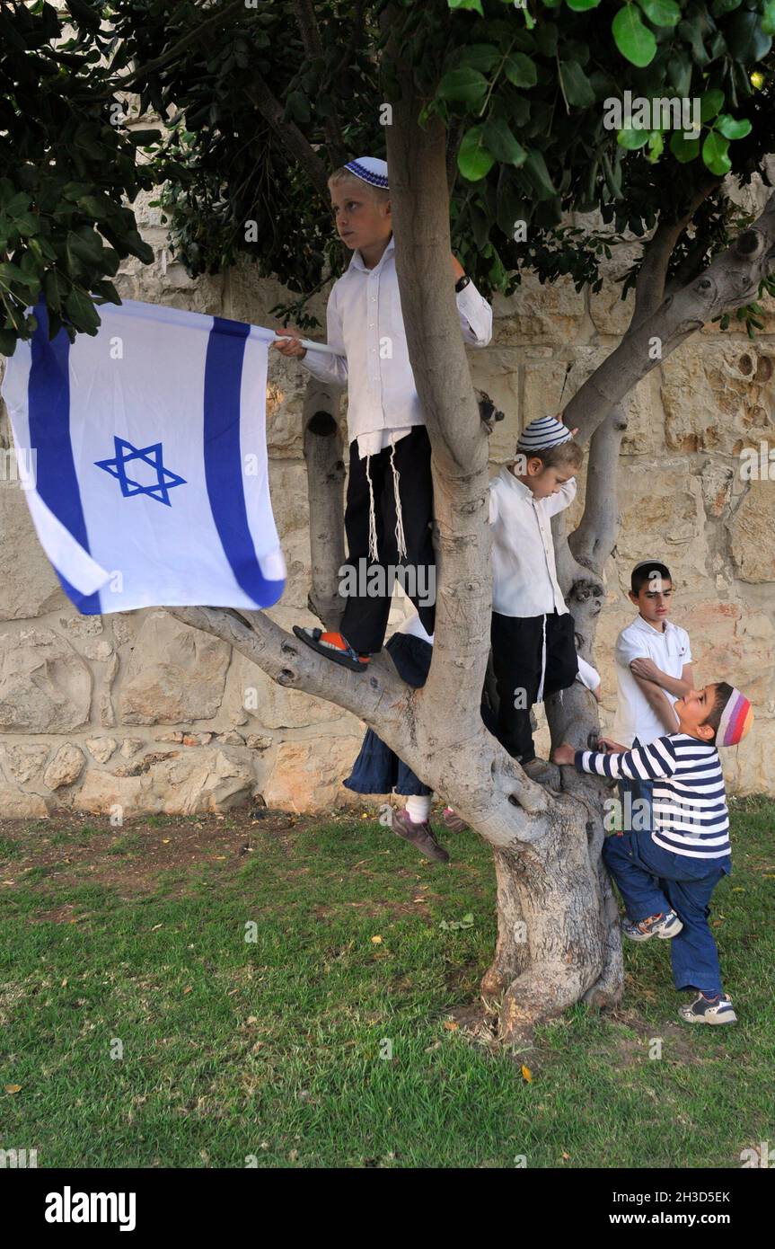 ISRAËL .JÉRUSALEM .CÉLÉBRATION DE LA JOURNÉE DE JÉRUSALEM DANS LA VIEILLE VILLE Banque D'Images