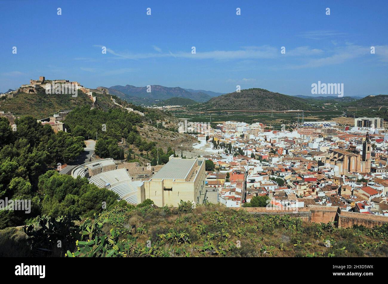Panoramica de Sagunto dans la province de Valence, Communauté Valencienne, Espagne Banque D'Images