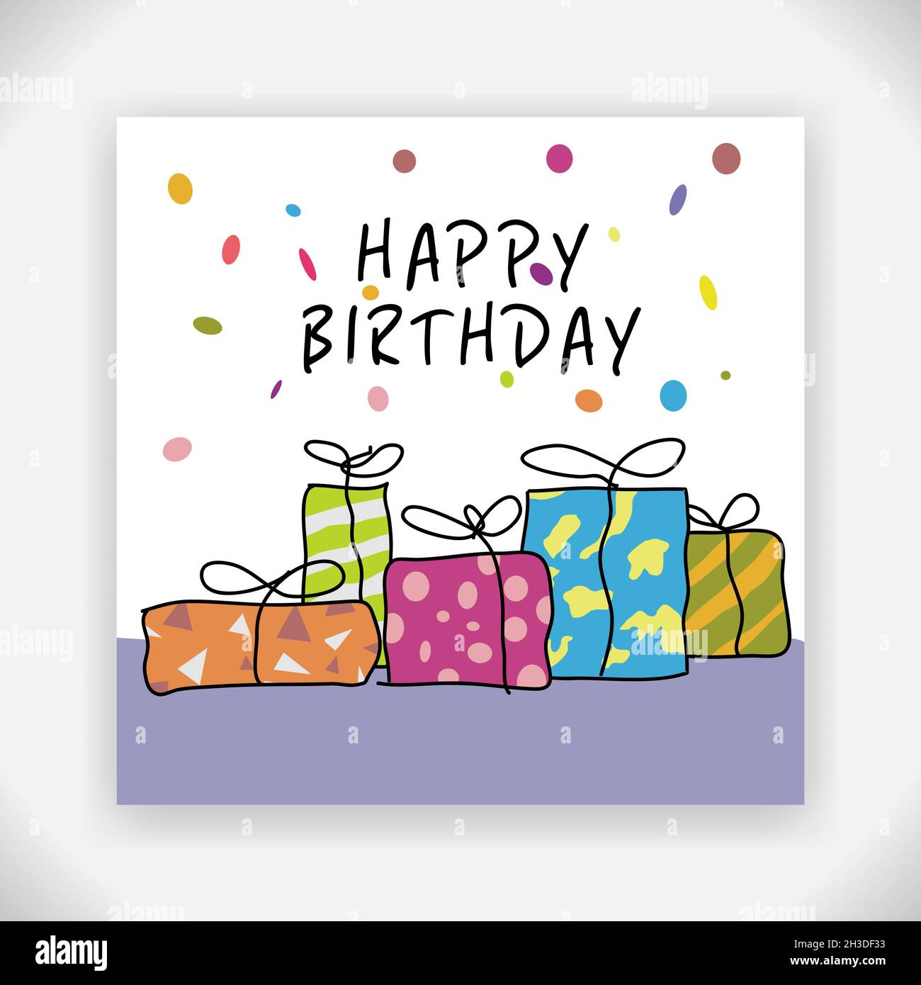Joyeux Anniversaire Carte D Invitation Avec Dessin D Enfant Message D Accueil Avec Cadeau Motif Vectoriel Image Vectorielle Stock Alamy