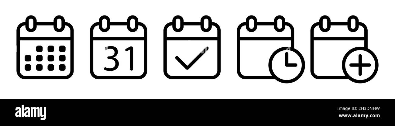 Ensemble d'icônes de calendrier conception simple Illustration de Vecteur
