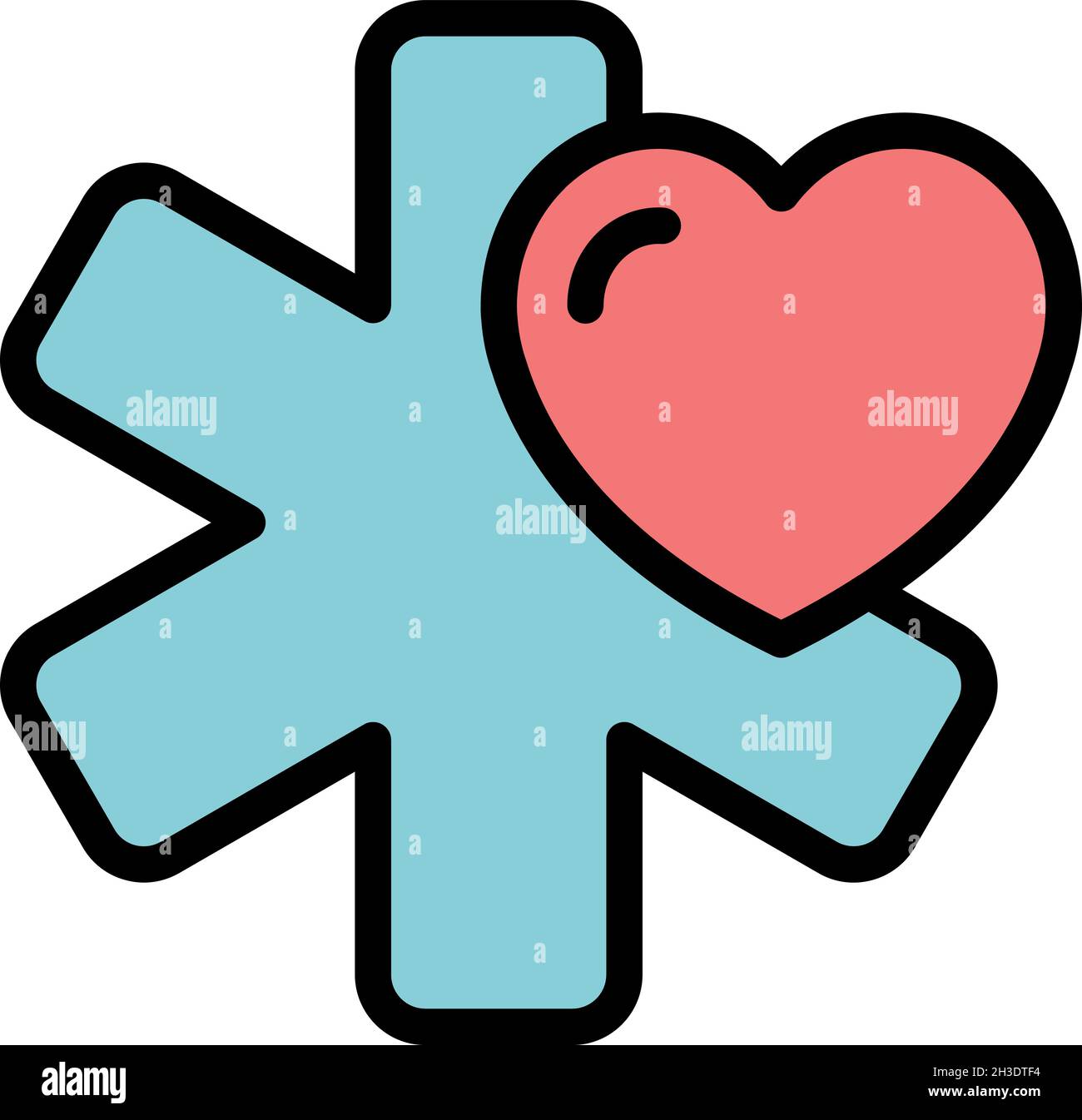 Icône de coeur médical de santé.Outline soins médicaux coeur vecteur icône couleur plat isolé Illustration de Vecteur