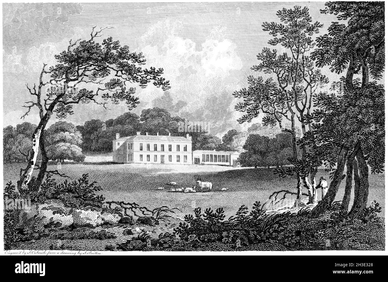 Une gravure de Cuffnells Park (Siège du très honorable George Rose) Hampshire UK scanné à haute résolution à partir d'un livre imprimé en 1812. Banque D'Images