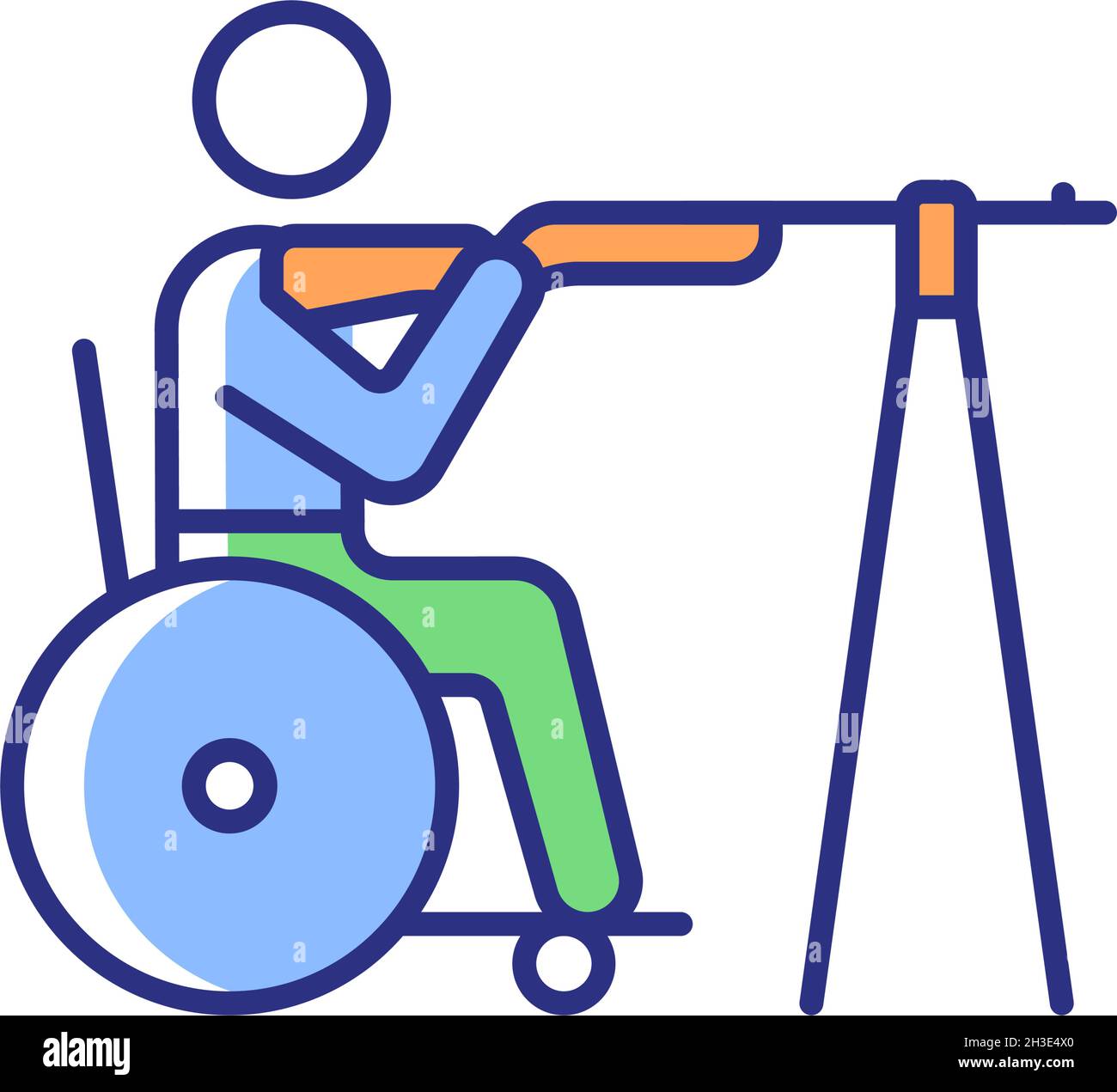 Icône de couleur RVB pour prise de vue en fauteuil roulant Illustration de Vecteur