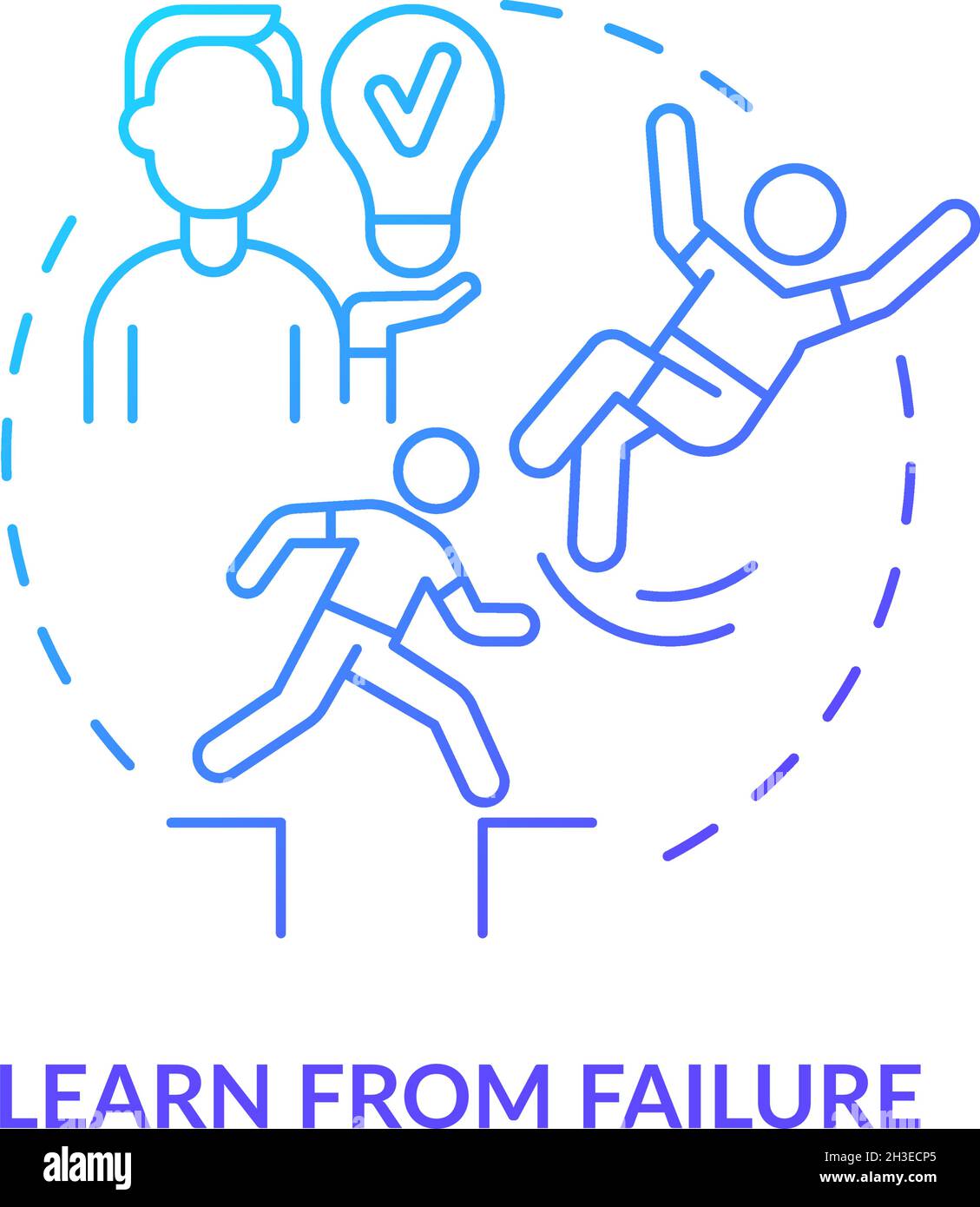 Apprendre de l'icône de concept de gradient bleu de défaillance Illustration de Vecteur