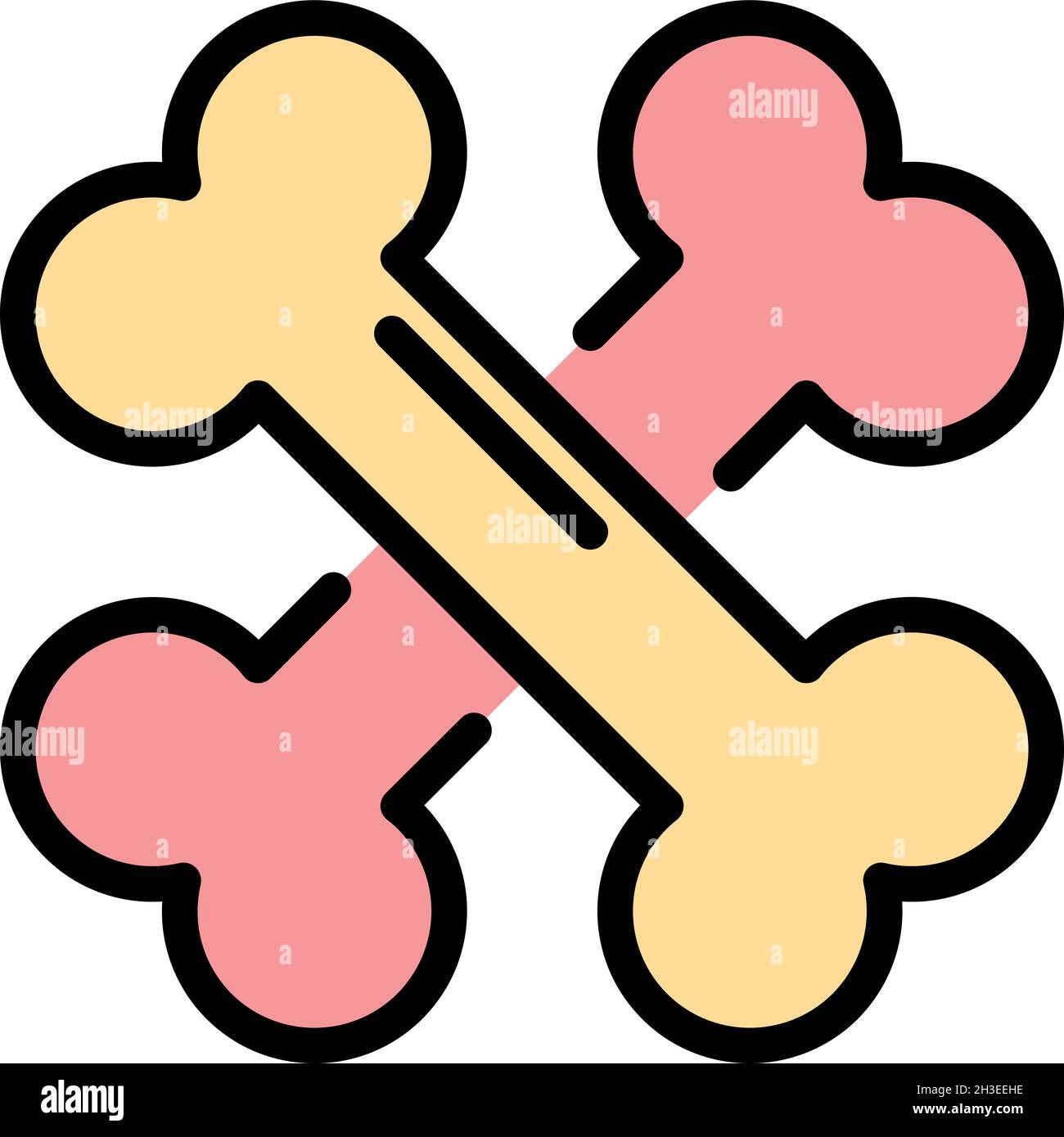 Icône barons de chien croisés.Contour barons de chien barrés vecteur icône couleur plat isolé Illustration de Vecteur