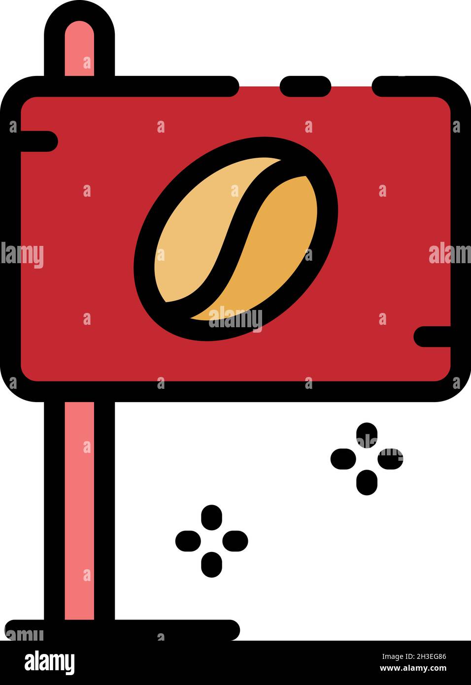 Icône de drapeau d'amour du café.Contour drapeau amour du café vecteur icône couleur plat isolé Illustration de Vecteur