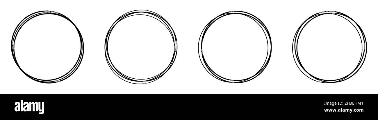 Ensemble d'icônes faites à la main forme circulaire Illustration de Vecteur