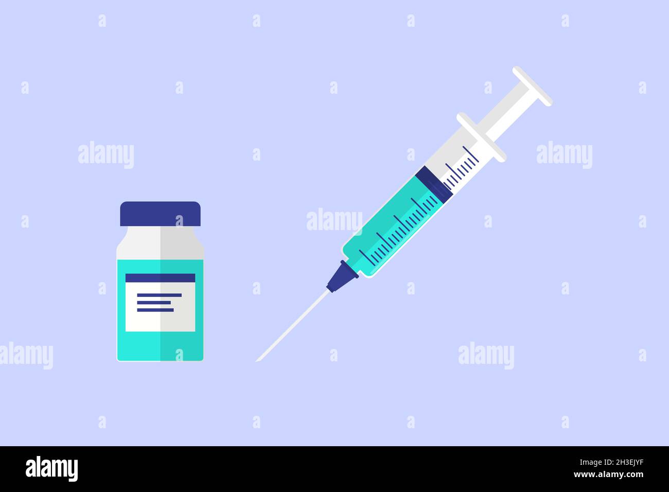 Icônes de vaccination.Seringue avec flacon Illustration de Vecteur