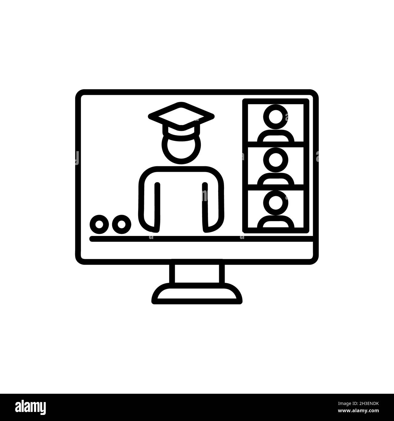 L'éducation en ligne à la maison icône plate.Pictogramme de formation pour le Web.Trait.Isolé sur fond blanc.Apprenez le vecteur de cours eps10 Banque D'Images