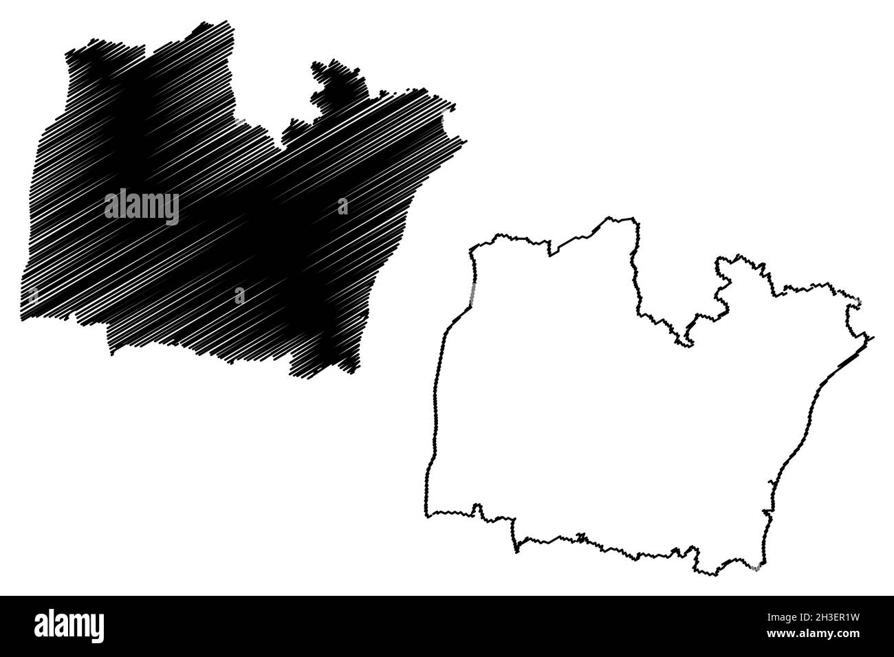 District de Prakasam (État de l'Andhra Pradesh, République de l'Inde) carte illustration vectorielle, scribble croquis carte Ongole Illustration de Vecteur