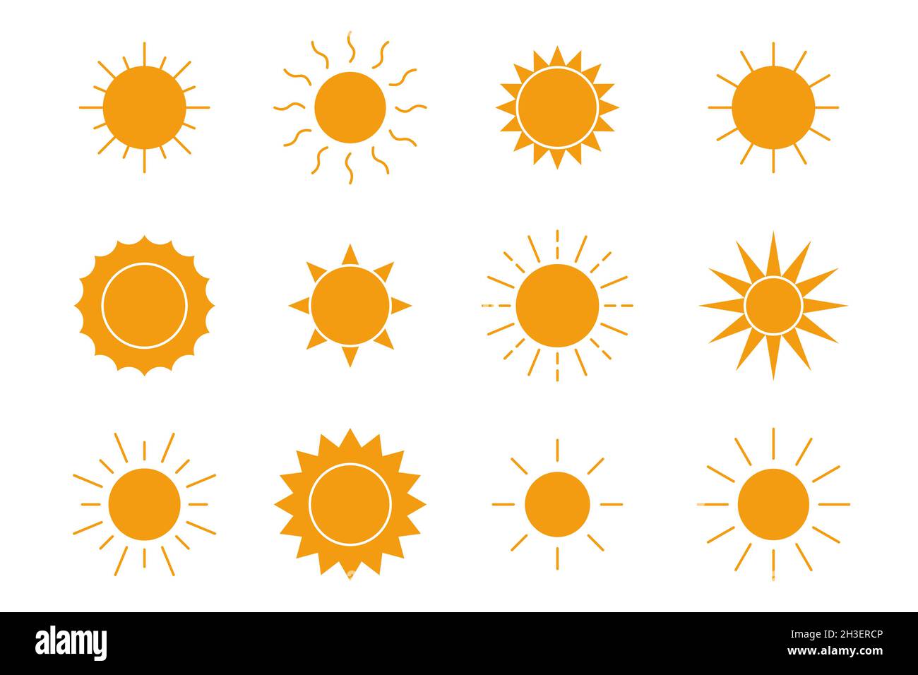 Les icônes solaires s'affichent à plat Illustration de Vecteur