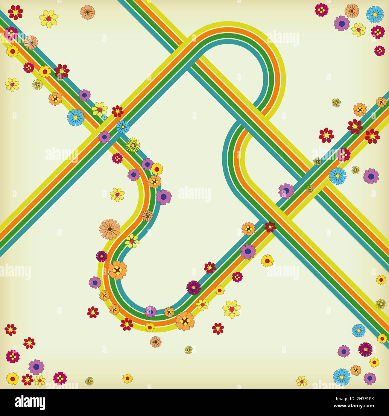 Retro Design Flower Power LP Banque D'Images