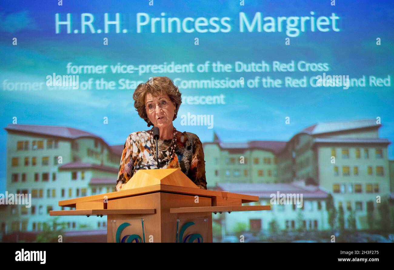 La princesse Margriet des pays-Bas à l'ITC-gebouw Universiteit Twente à Enschede, le 28 octobre 2021, pour assister au Centre d'ouverture officiel pour la résilience aux catastrophes et le 70e anniversaire de l'ITC ( Faculté des sciences de la géo-information et de l'observation de la Terre) photo: Albert Nieboer/pays-Bas OUT/point de vue OUT Banque D'Images