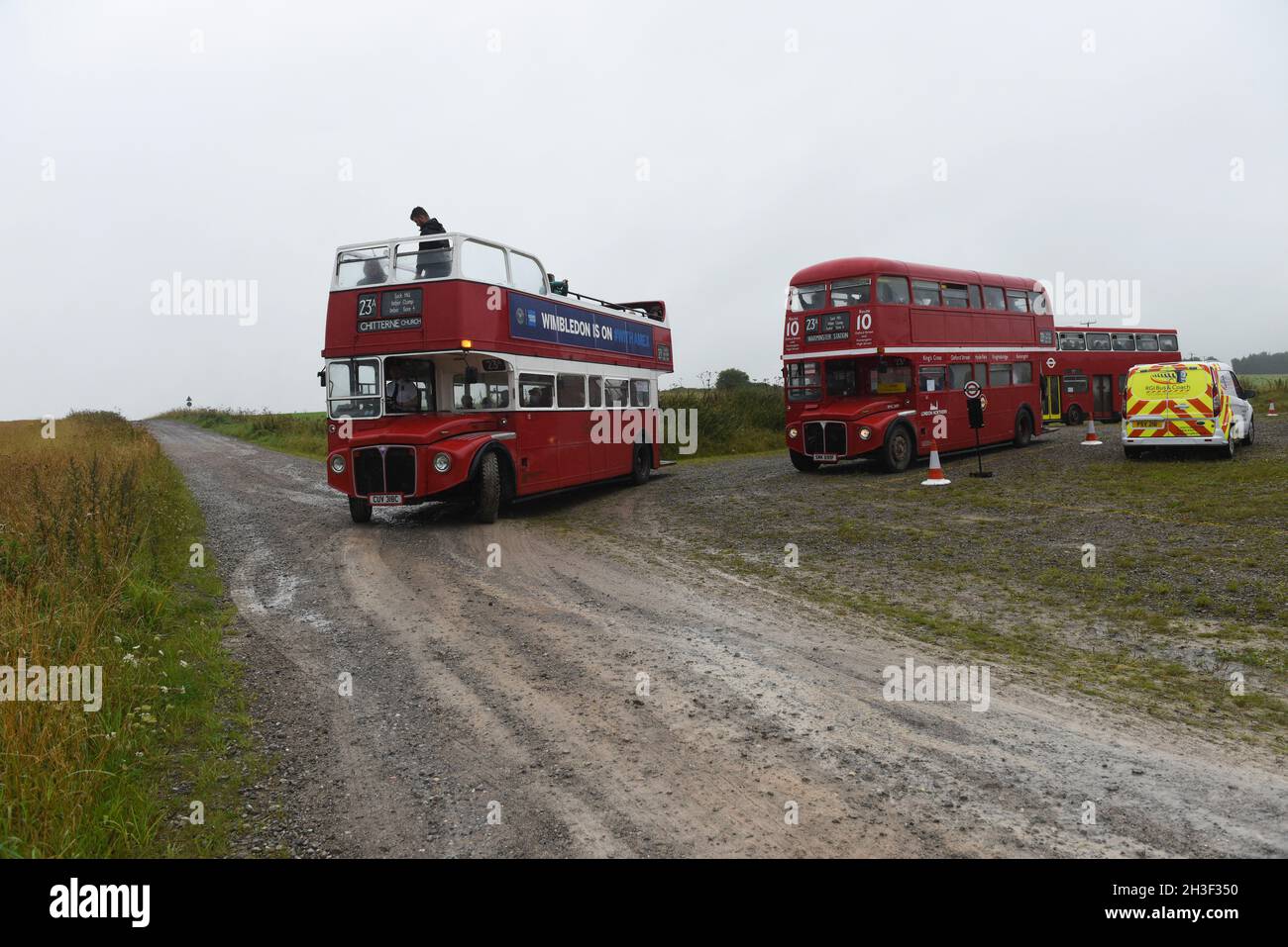 Imberbus 2021.Un événement annuel où principalement classique London transport bus fournissent le transport vers le village d'Imber qui est sur terre MOD Banque D'Images
