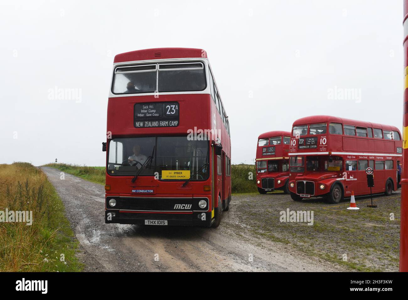 Imberbus 2021.Un événement annuel où principalement classique London transport bus fournissent le transport vers le village d'Imber qui est sur terre MOD Banque D'Images