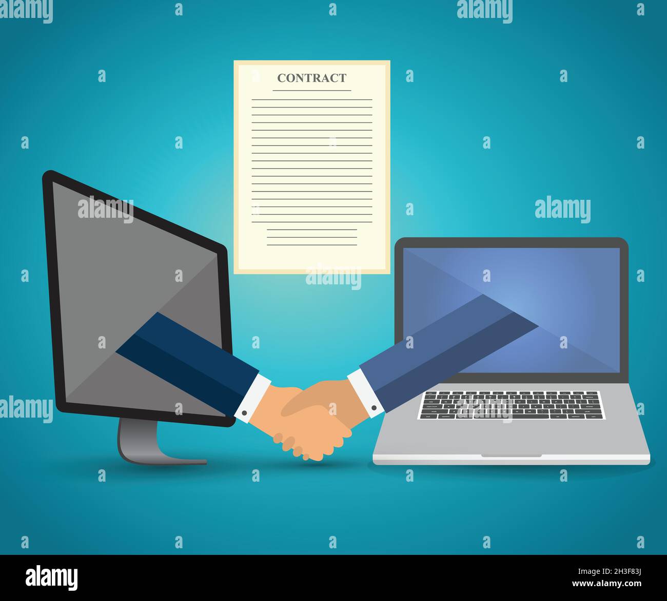 Conclusion en ligne d'un contrat électronique Illustration de Vecteur