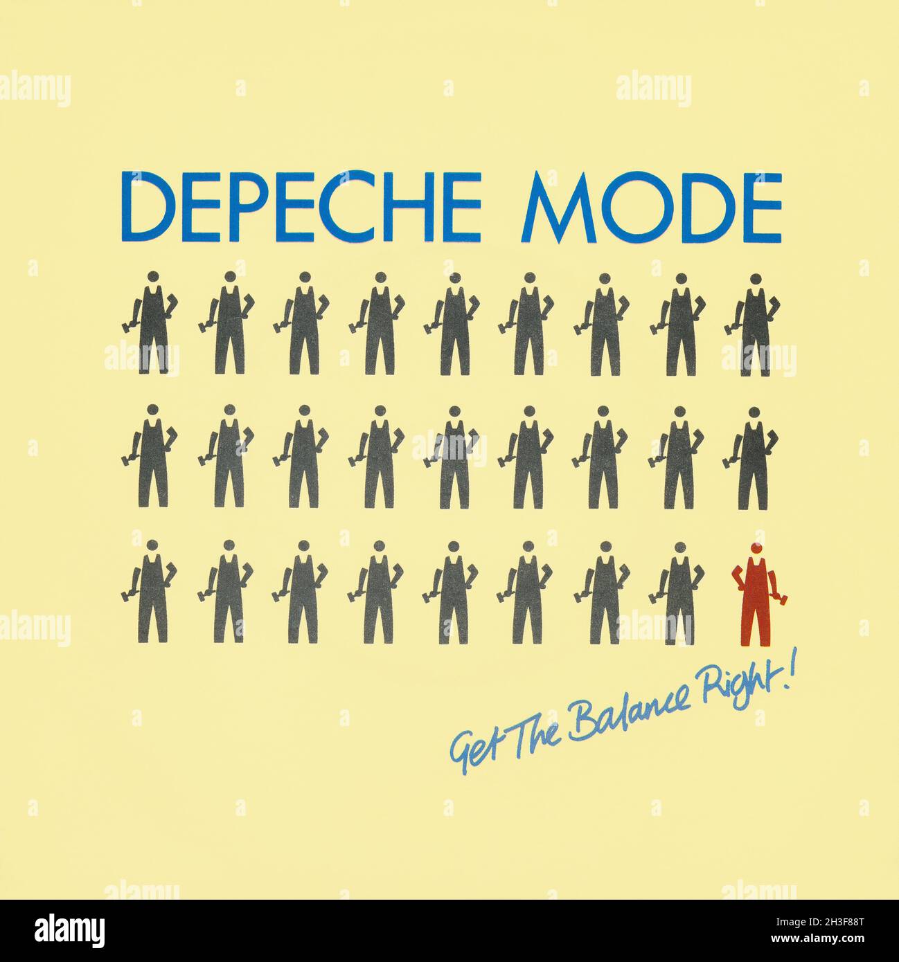 Couverture avant de la pochette pour le Royaume-Uni 45 tr/min vinyle single de Get the Balance Right by Depeche mode.Émis sur l'étiquette Mute le 31 janvier 1983.Écrit par Martin L. Gore et produit par Daniel Miller et Depeche mode. Banque D'Images