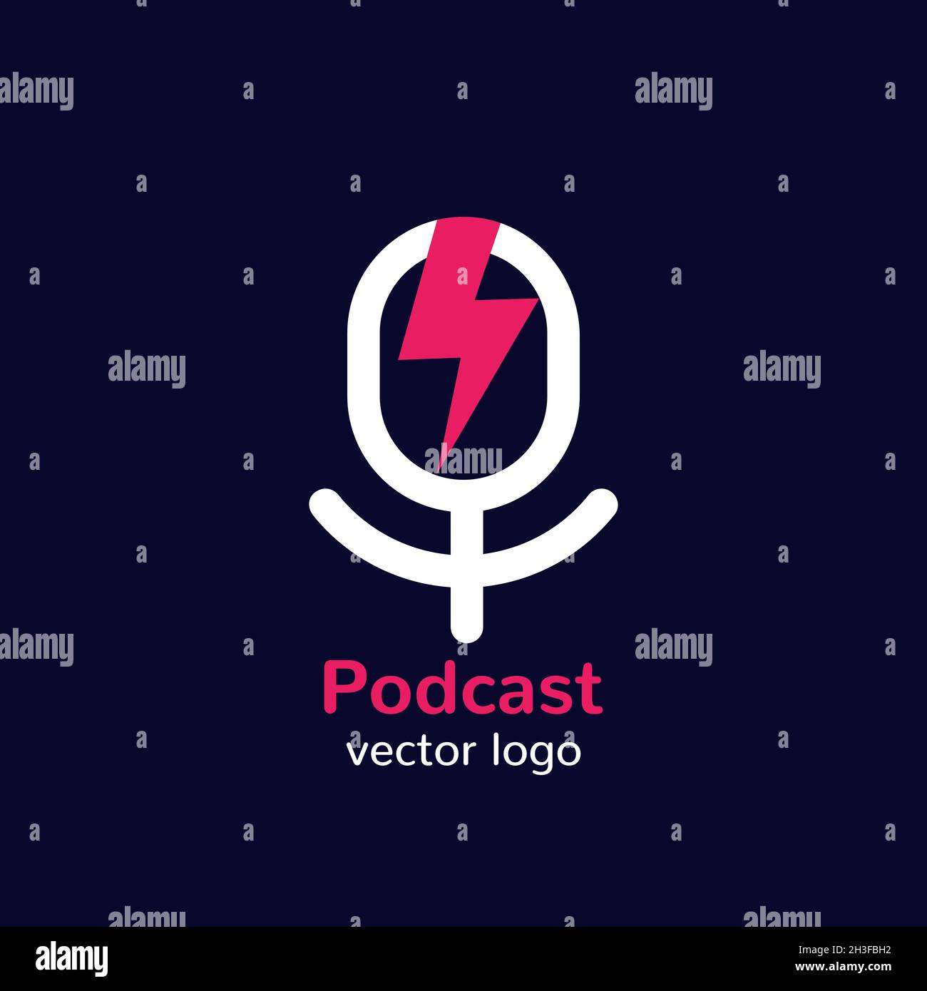 logo de vecteur de podcast avec un mike Illustration de Vecteur