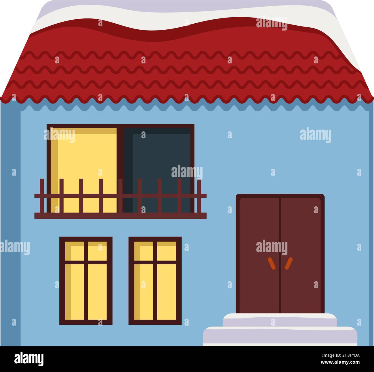 Maison d'hiver lumineuse et décorative dans la neige.Joyeux Noël et nouvel an.Hiver et vacances Illustration de Vecteur