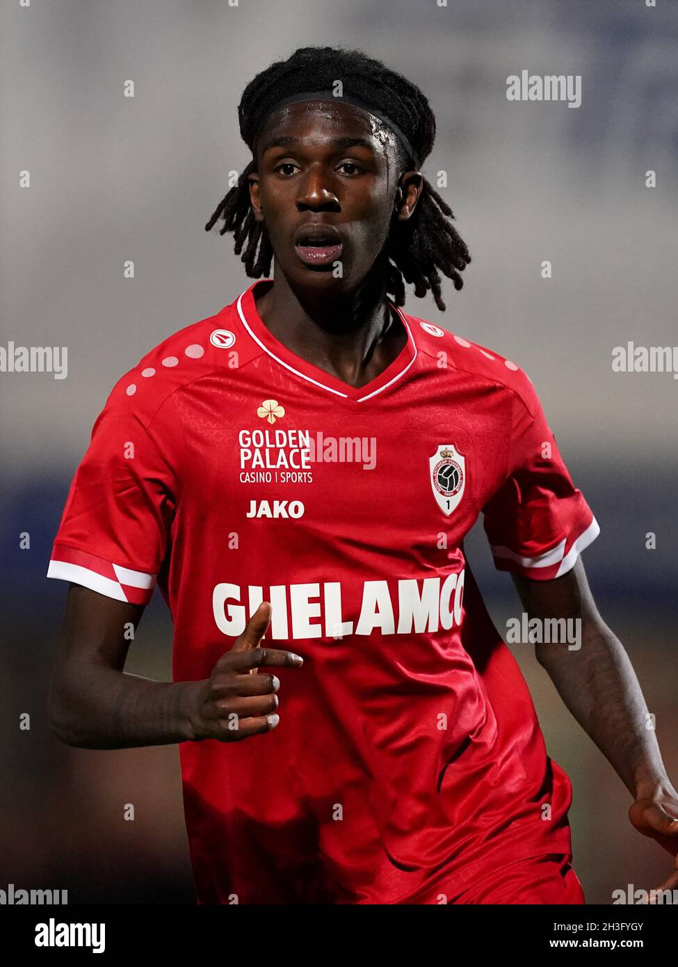 WESTERLO, BELGIQUE - OCTOBRE 28 : Pierre Dwomoh du Royal Antwerp FC lors du match de la coupe Croky belge entre KVC Westerlo et le Royal Antwerp FC à Het Kuipje le 28 octobre 2021 à Westerlo, Belgique (photo de Jeroen Meuwsen/Orange Pictures) Banque D'Images