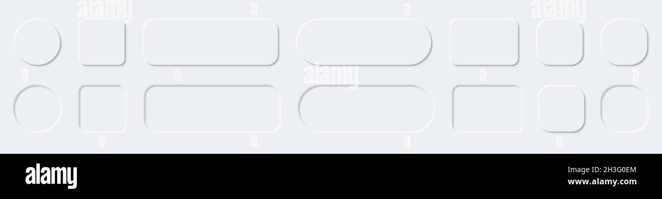 Jeu de boutons lumineux de style neuorphe.Collection de conceptions d'interface utilisateur.graphique vectoriel Illustration de Vecteur