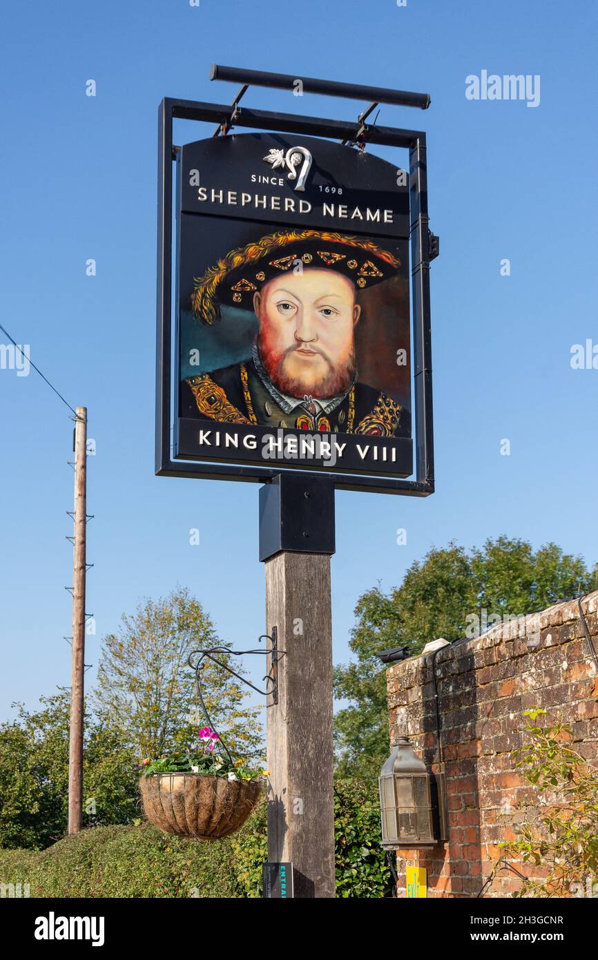 Panneau de pub, pub et cuisine King Henry VIII, Hever Road, Hever, Kent, Angleterre,Royaume-Uni Banque D'Images