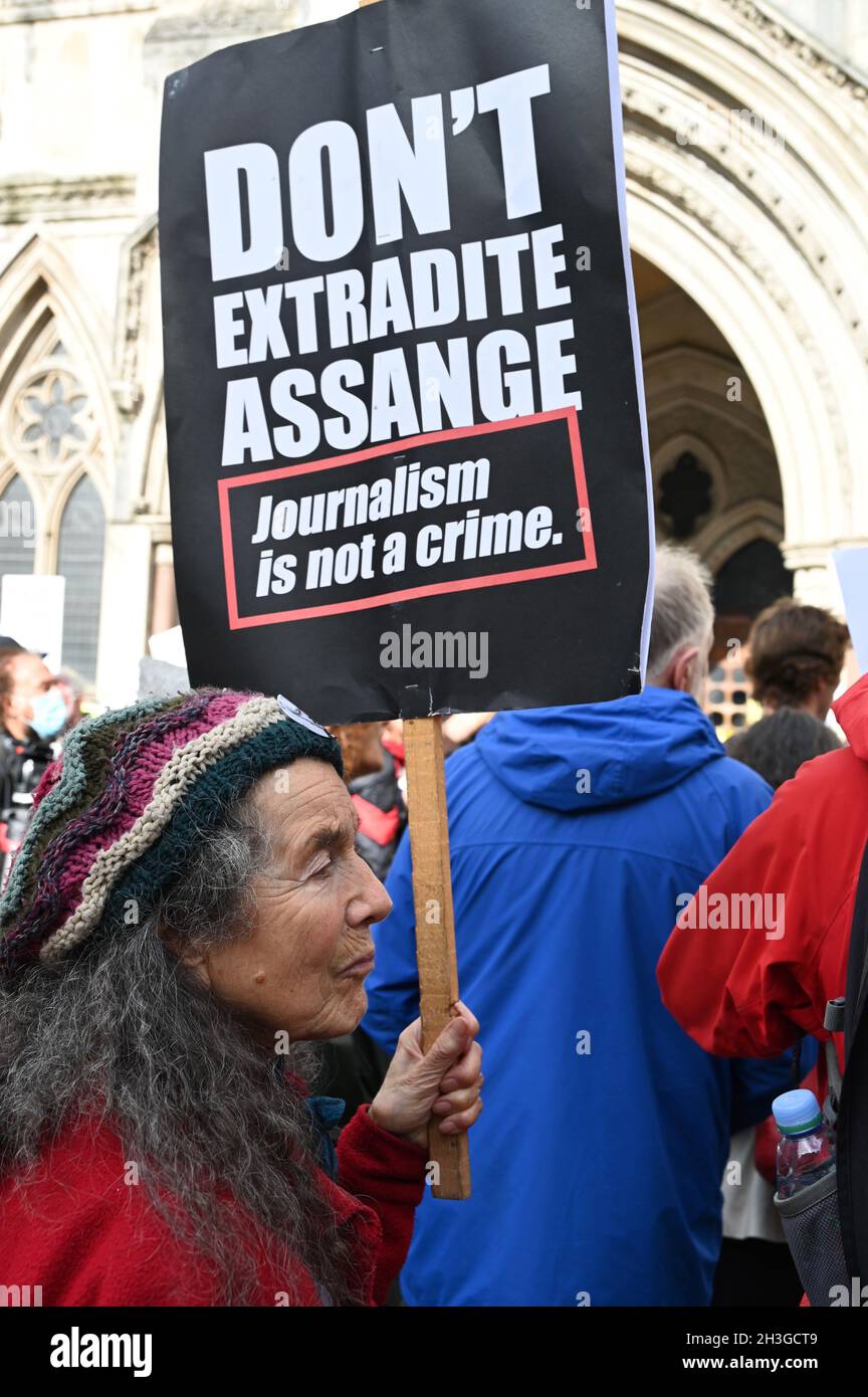 Liberté de protestation de Julian Assange.Audience d'appel final, les cours royales de justice, The Strand, Londres.ROYAUME-UNI Banque D'Images