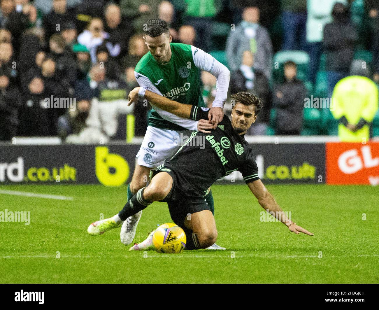 Cinch Premiership - Hibernian / Celtic 27/10/2021.Le joueur Hibernian accueille le Celtic dans le Cinch Premiership au Easter Road Stadium, Edimbourg, Midlothia Banque D'Images