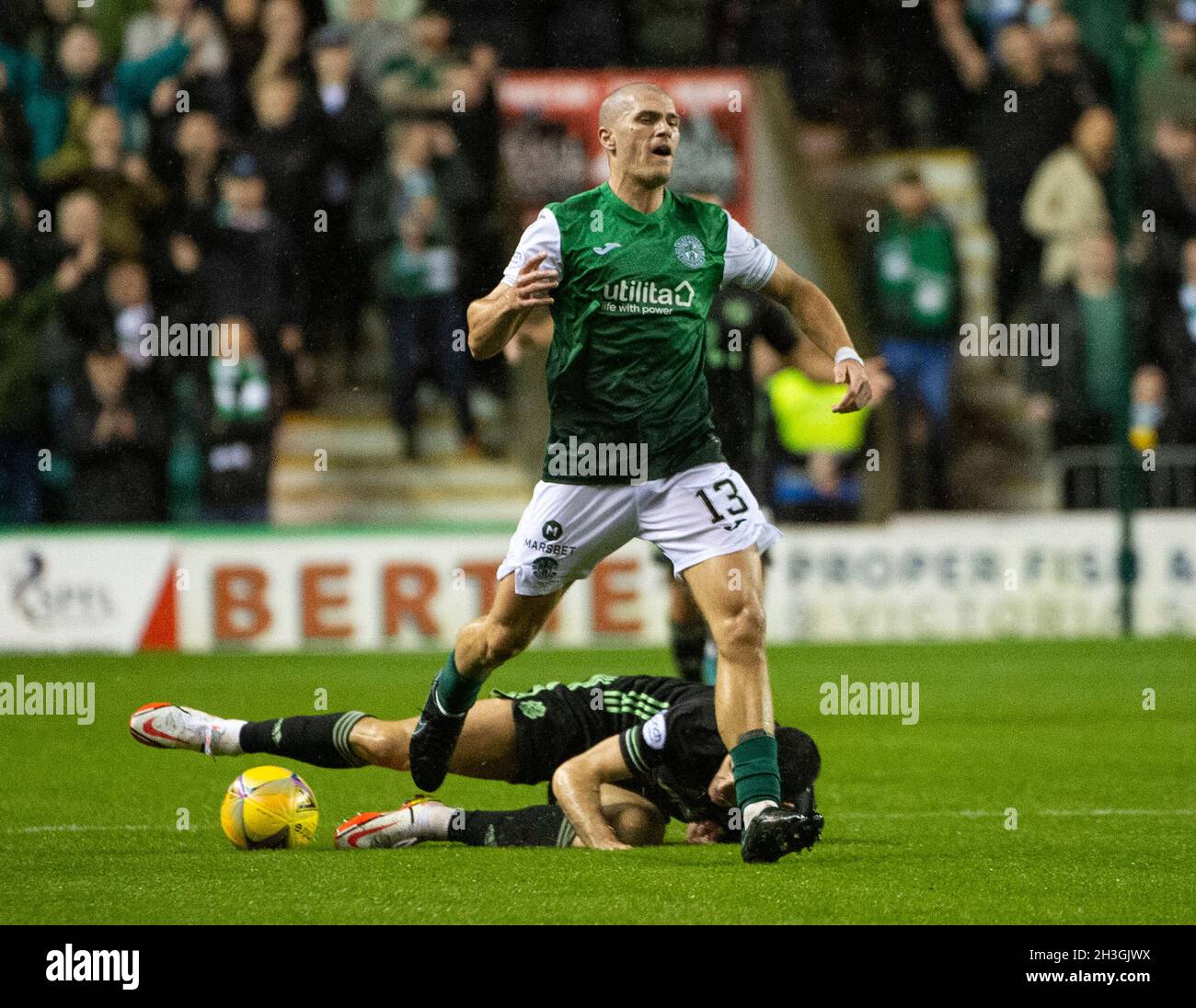 Cinch Premiership - Hibernian / Celtic 27/10/2021.Le joueur Hibernian accueille le Celtic dans le Cinch Premiership au Easter Road Stadium, Edimbourg, Midlothia Banque D'Images