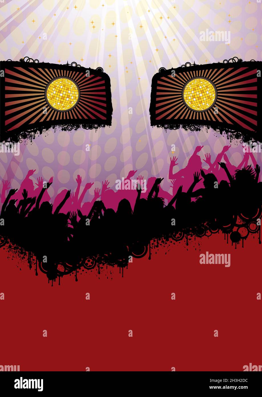 Visage disco Party Flyer violet Banque D'Images