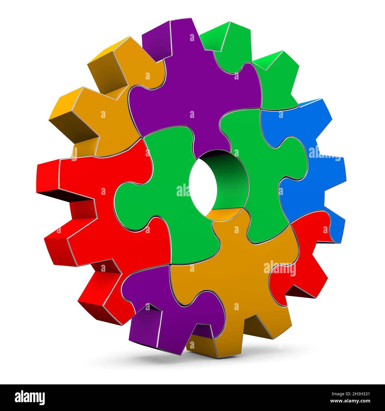 Roue d'engrenage de puzzle colorée Banque D'Images