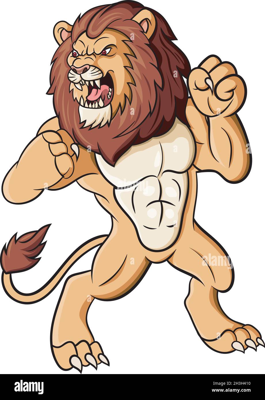 Mascotte de lion en colère sur fond blanc Illustration de Vecteur