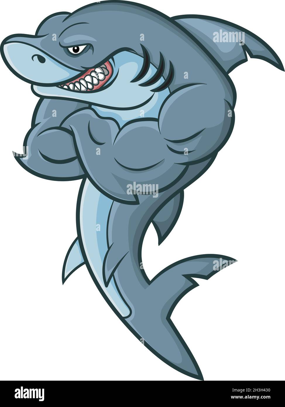 Mascotte de requin en colère sur fond blanc Illustration de Vecteur